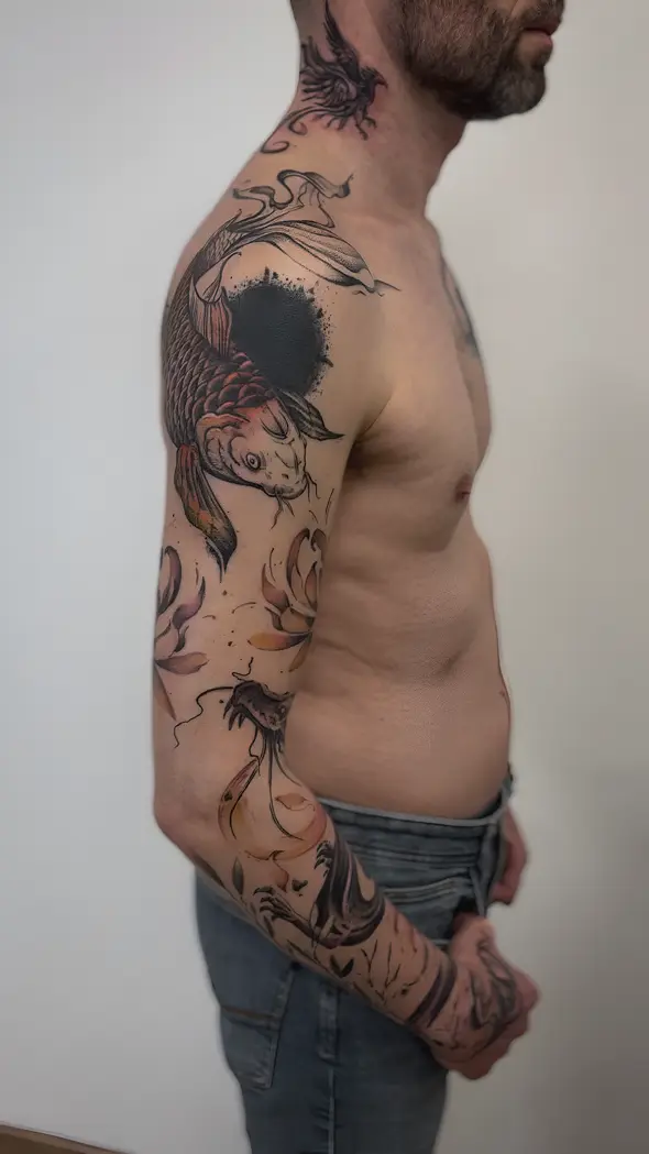 Tatouage vagues japonaises par Alexandra - Lemon Tattoo Castelnau-le-Lez